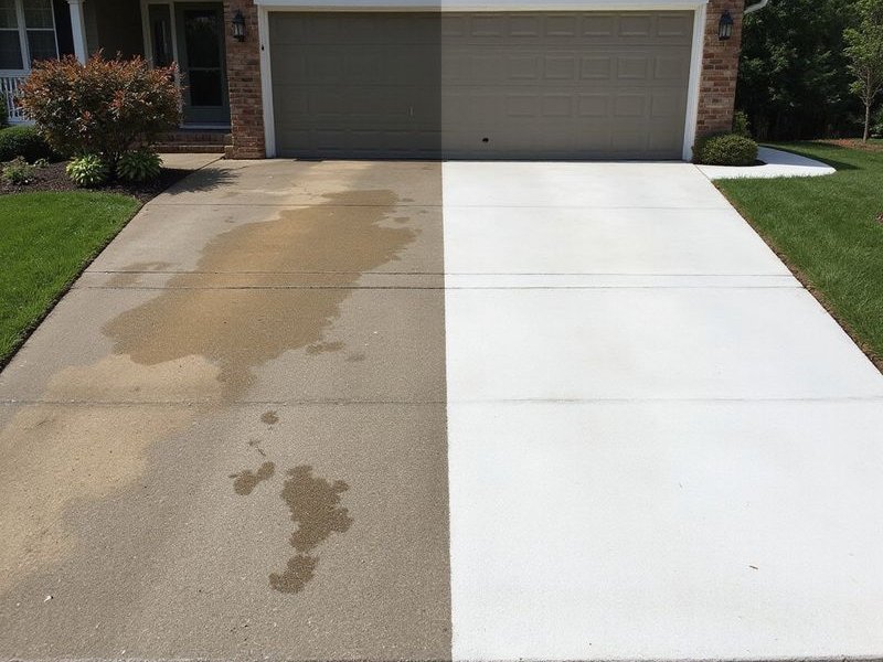 Before and after pressure washing transformation